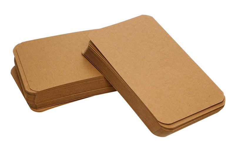 Penta Angel 100 Pcs Mini Paper Blank Word Notes Cards DIY Craft Small Word Business Message Cards (Brown) - Image 4